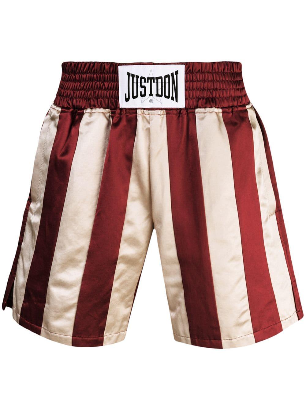 Just Don Cotton Striped Boxing Shorts in Burgundy (Red) for Men - Lyst