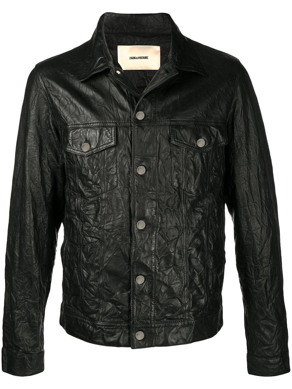Zadig & Voltaire Base Crinkle Leather Jacket in Black for Men | Lyst