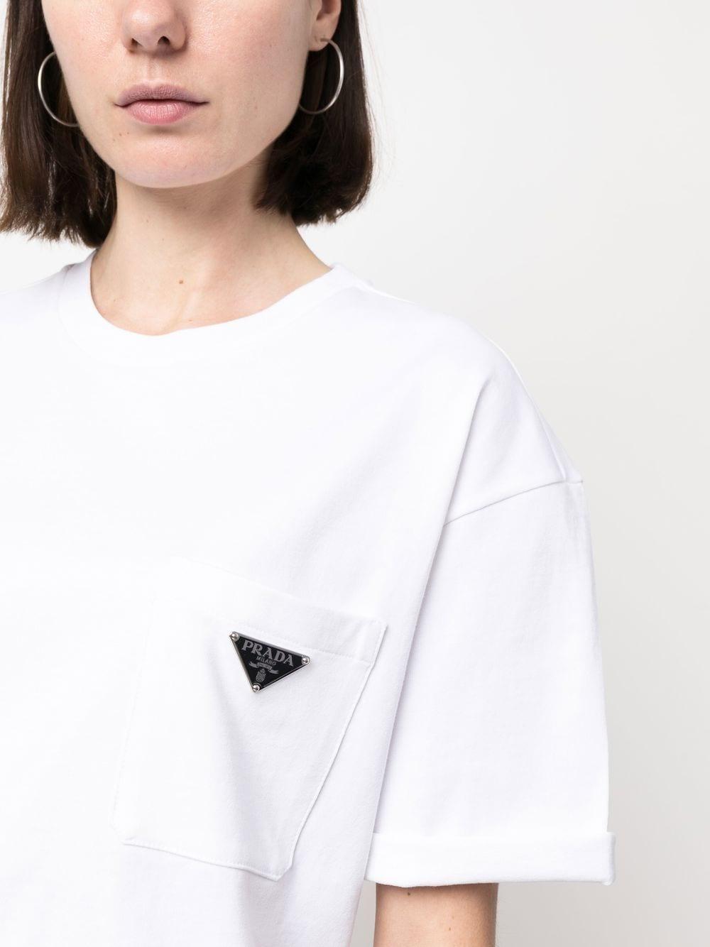 Prada Triangle-logo Cotton T-shirt in White | Lyst UK