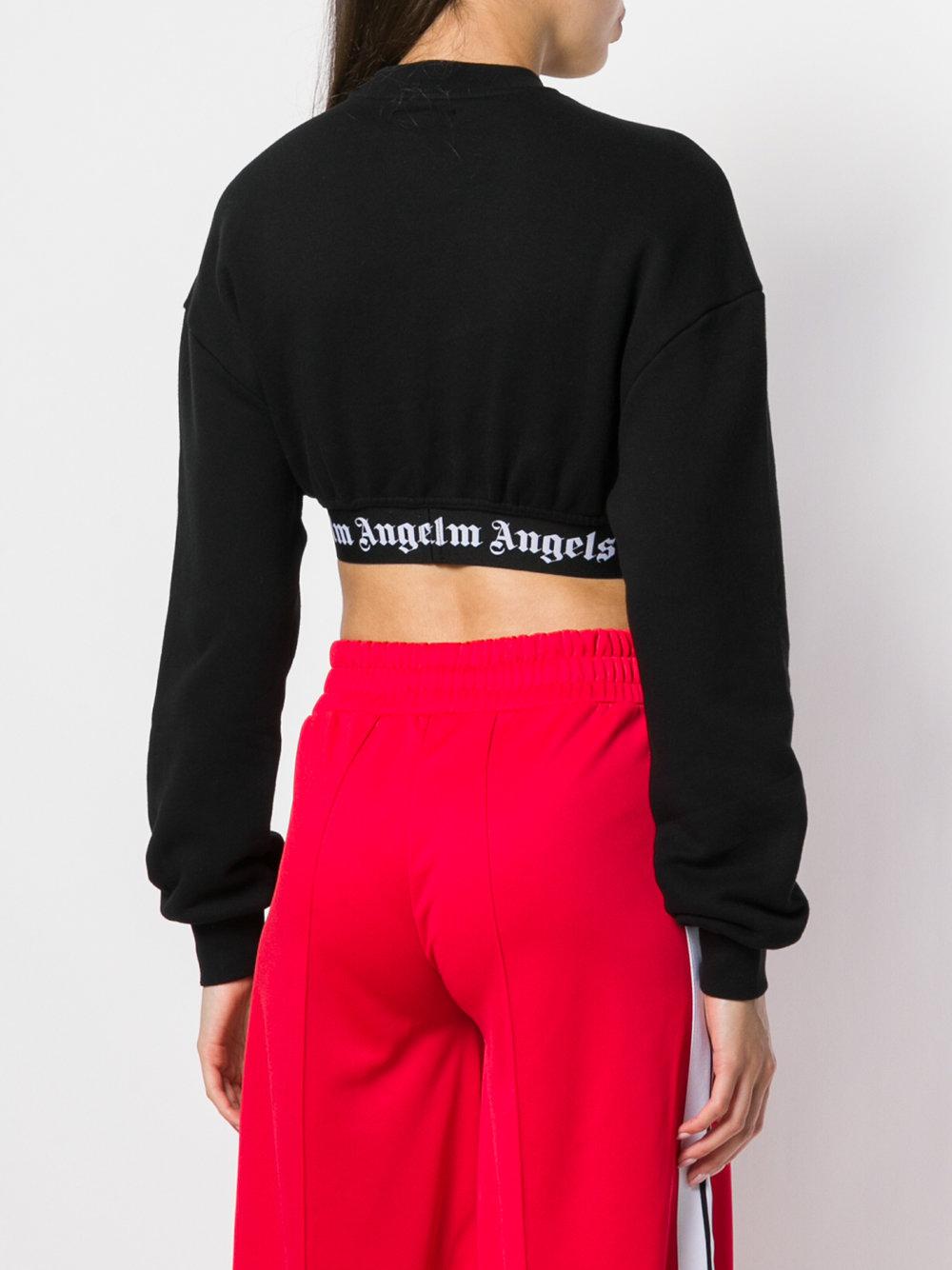 Palm Angels Cotton Cropped Sweater in Black - Lyst