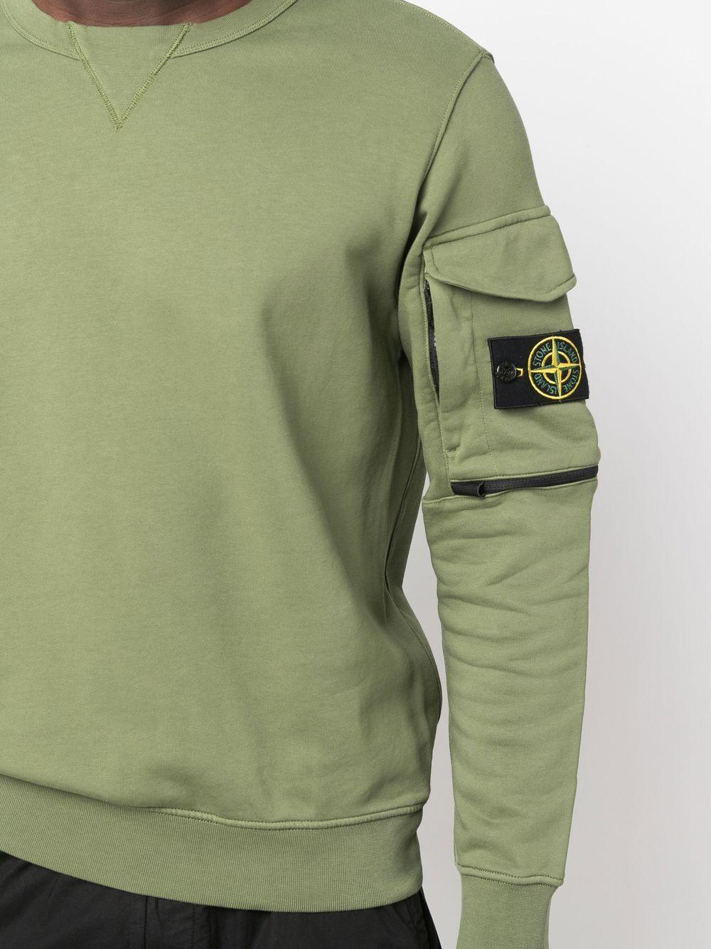 Stone Island Logo-patch Crew-neck Sweatshirt in Green for Men | Lyst