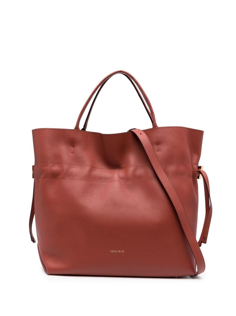 Coccinelle Logo-lettering Leather Tote Bag in Red | Lyst