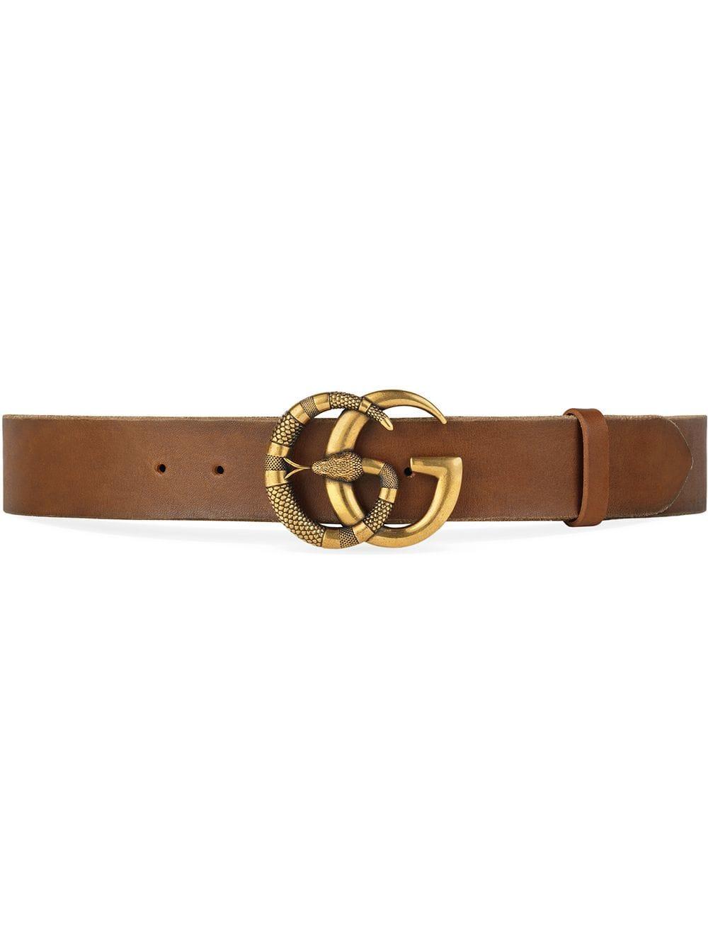 Gucci Leather Belt With Double G Buckle With Snake in Brown for Men - Save 9% - Lyst