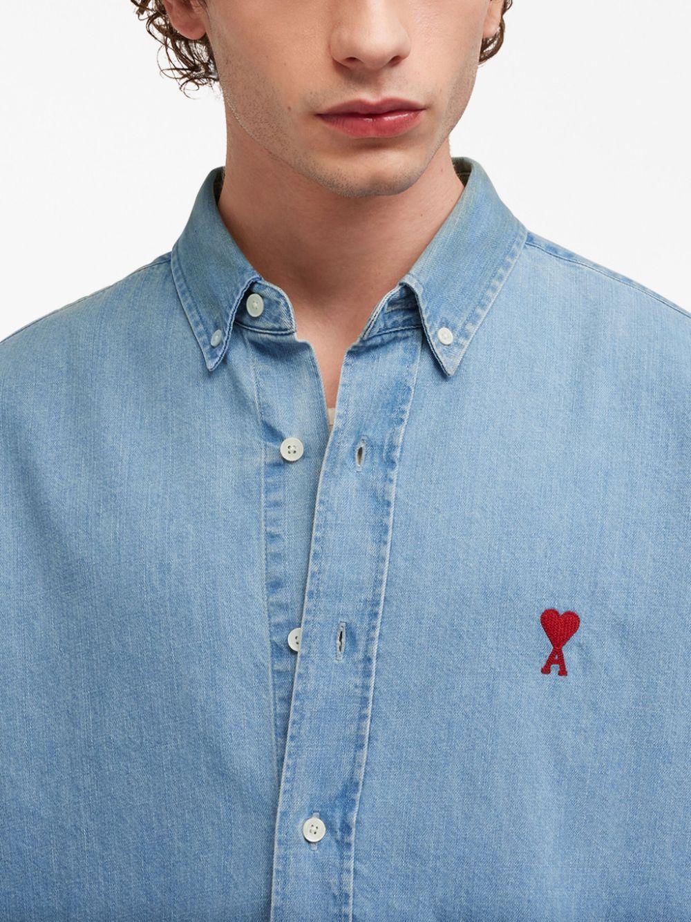 AMI - Men's de Coeur Casual Shirt - Blue - Denim - Shirts