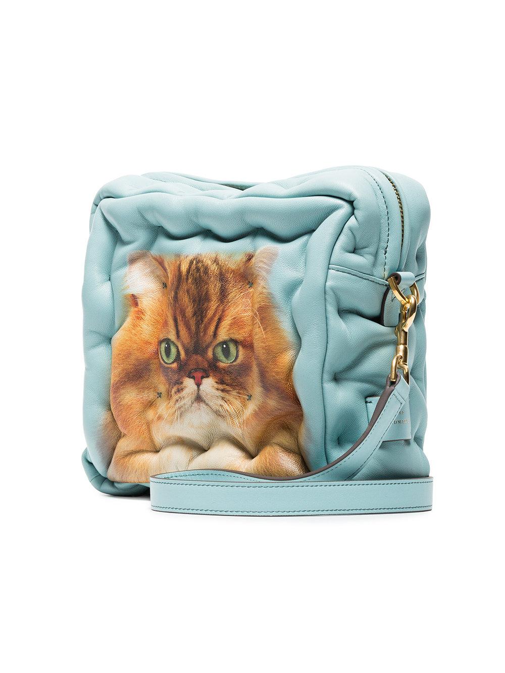 Anya Hindmarch Blue Cat Chubby Cube Leather Bag Lyst