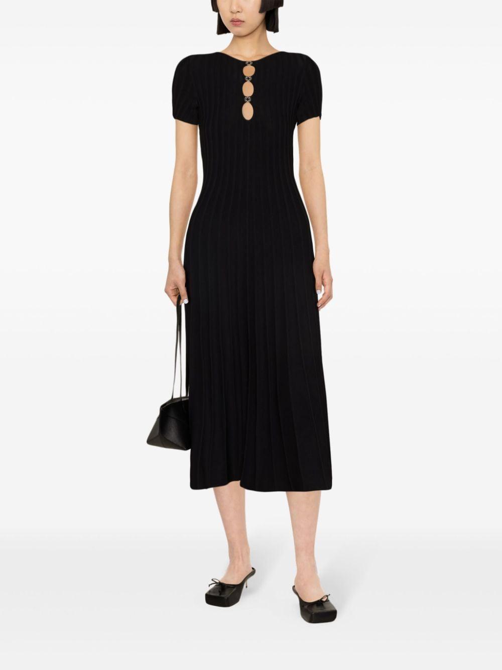 Maje Cut-Out Ribbed Midi Dress in Black | Lyst