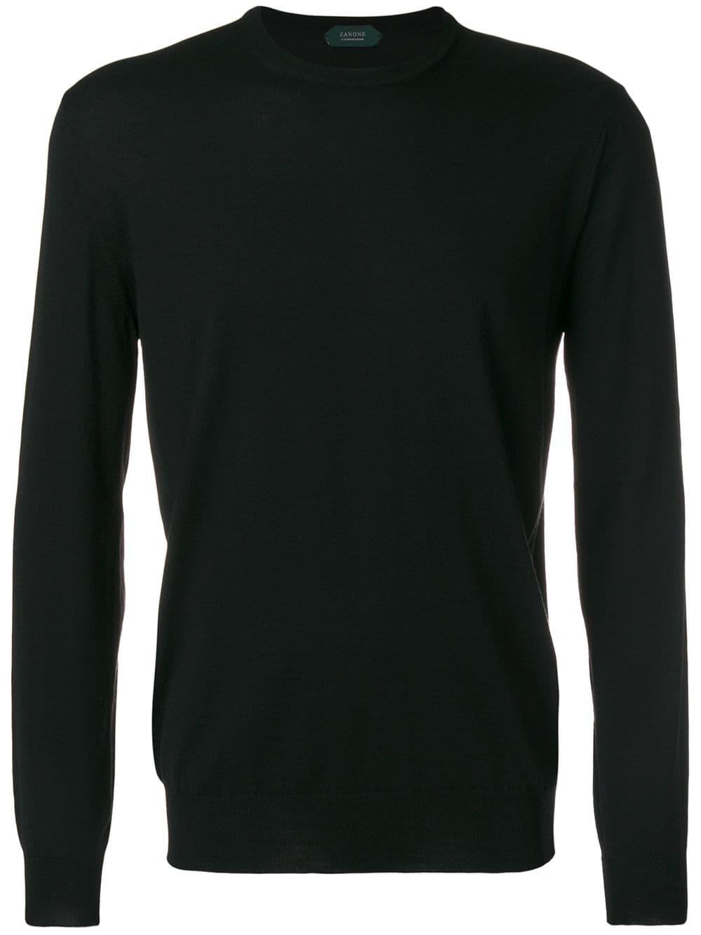 Zanone Wool Crew Neck Sweater in Black for Men - Lyst