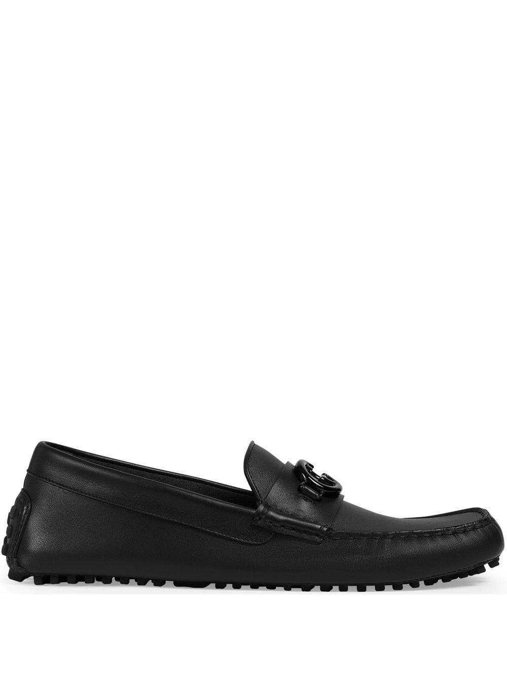 Gucci Leather GG-motif Driver Moccasins in Black for Men | Lyst UK