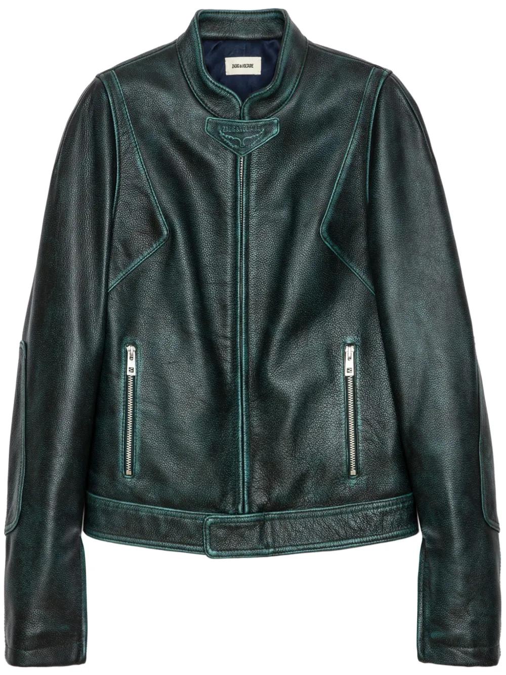 Zadig & Voltaire Loupa Leather Jacket in Green | Lyst UK
