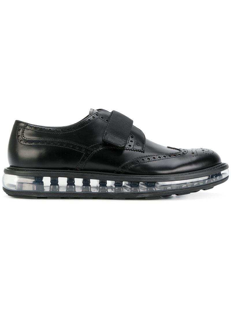 Prada Leather Brogue-style Wingtip Air Sole Sneakers in Black for Men - Lyst