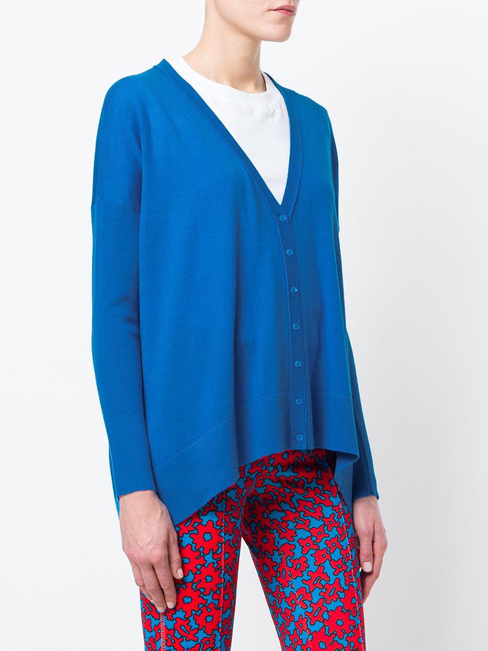 Marc Cain Wool Relaxed V-neck Cardigan in Blue - Lyst