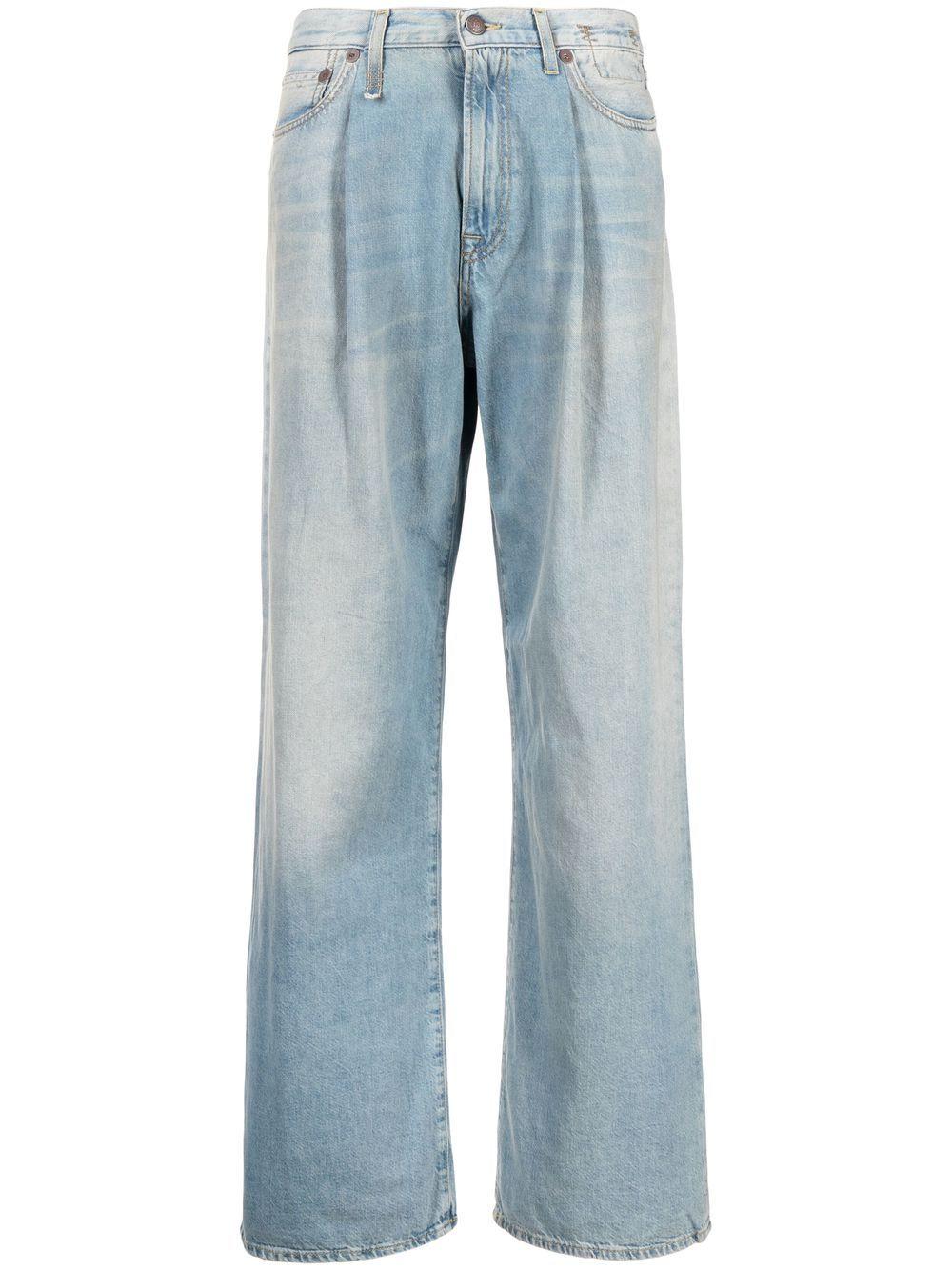 R13 Damon Pleated Wide-leg Trousers in Blue | Lyst