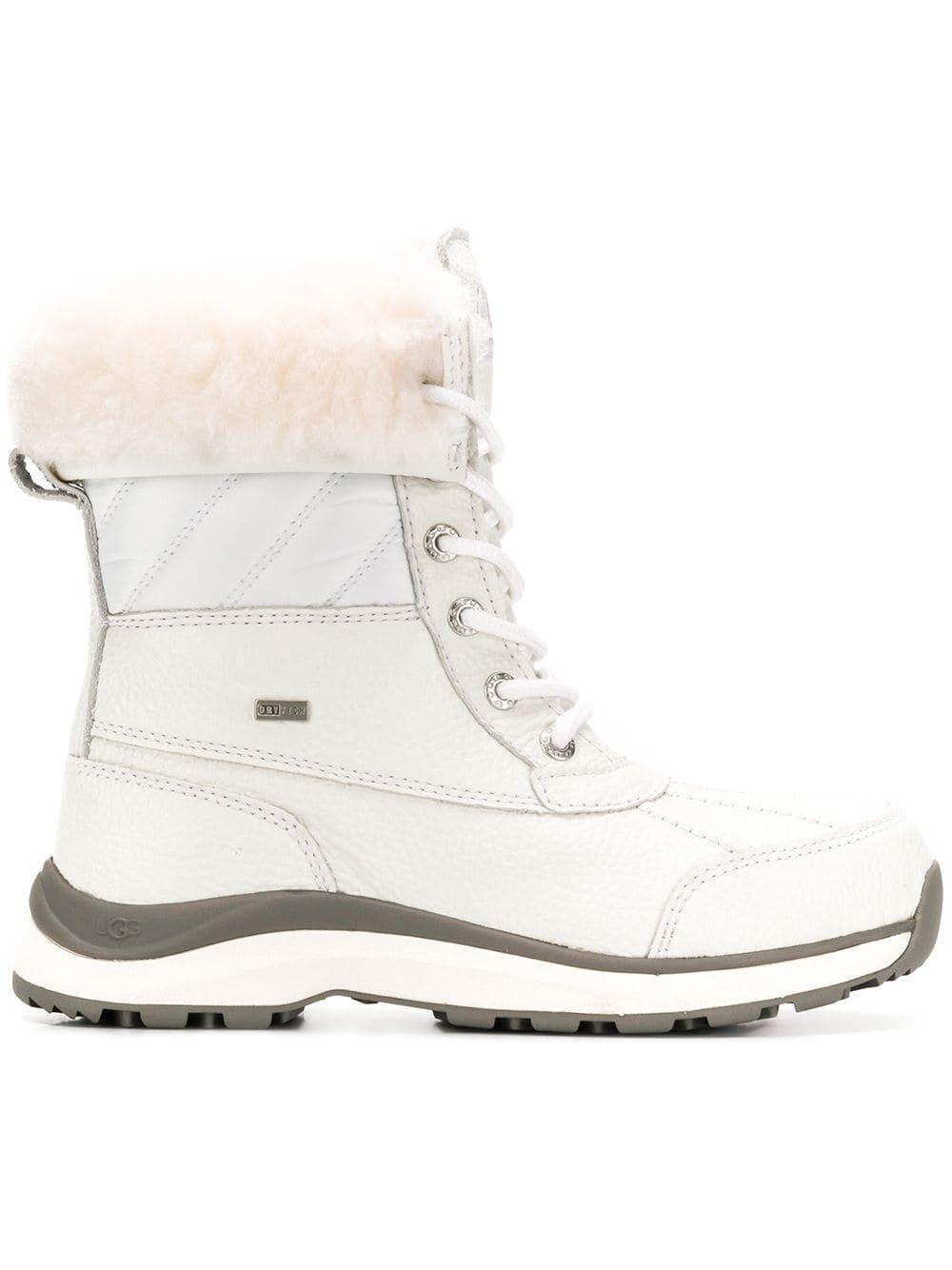 UGG Wool Fur Trim Lace-up Boots in White - Lyst