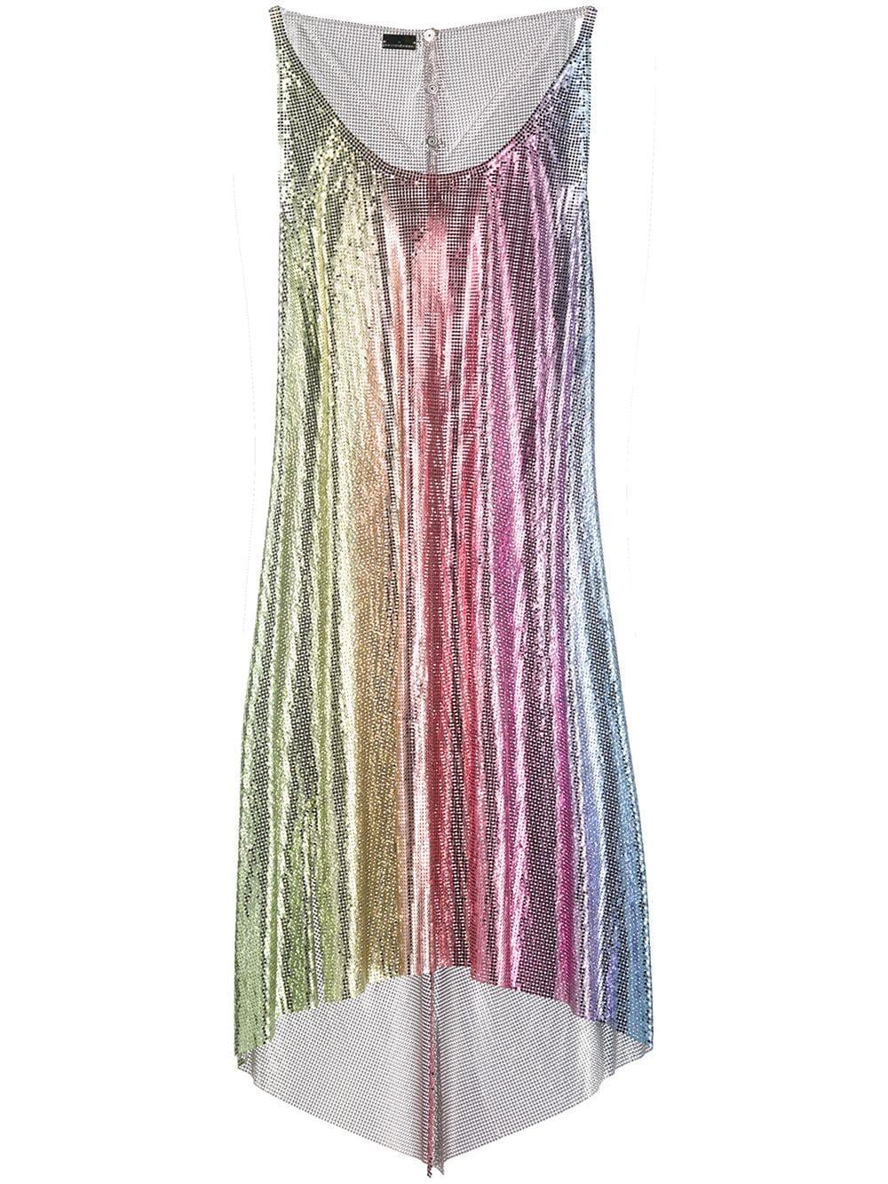 Paco Rabanne Rainbow Mesh Slip Dress in 