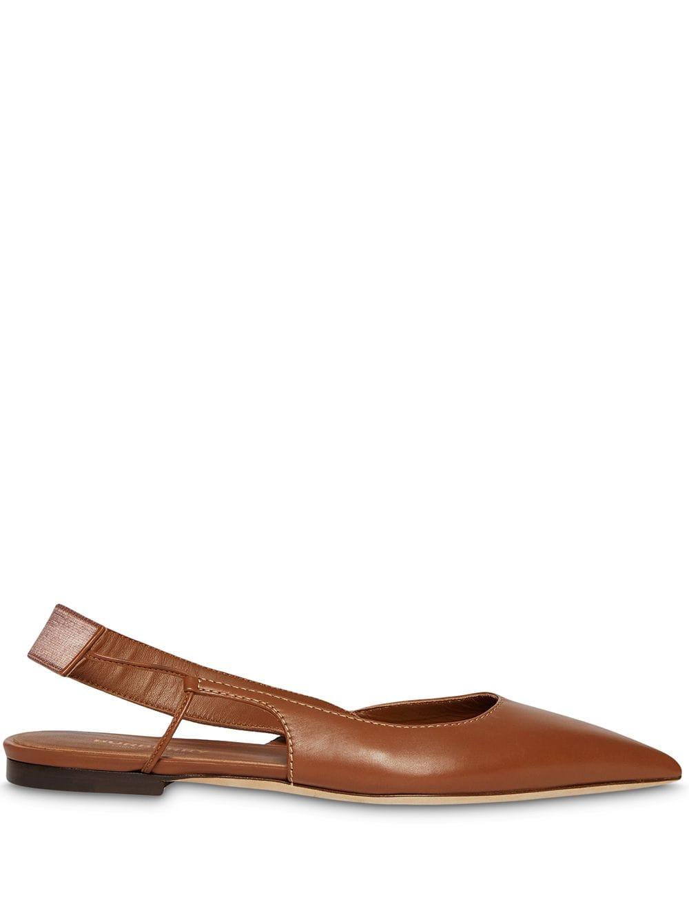 Burberry Leather Maria Flat Slingback Ballet Flats in Tan (Brown) | Lyst