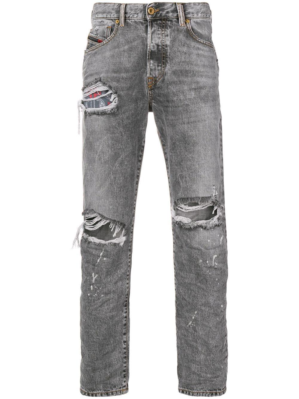 DIESEL Denim Mharky Slim Jeans in Grey (Gray) for Men - Lyst
