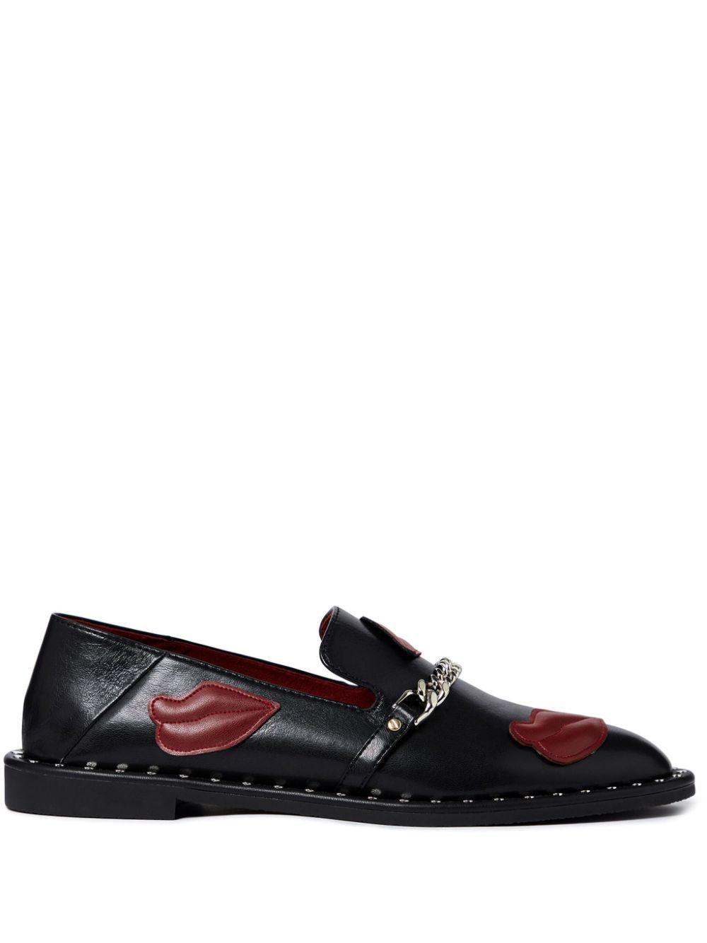 Marni レディース ブラック レザーローファー フラットシューズ Marni レディース ブラック レザーローファー フラットシューズ