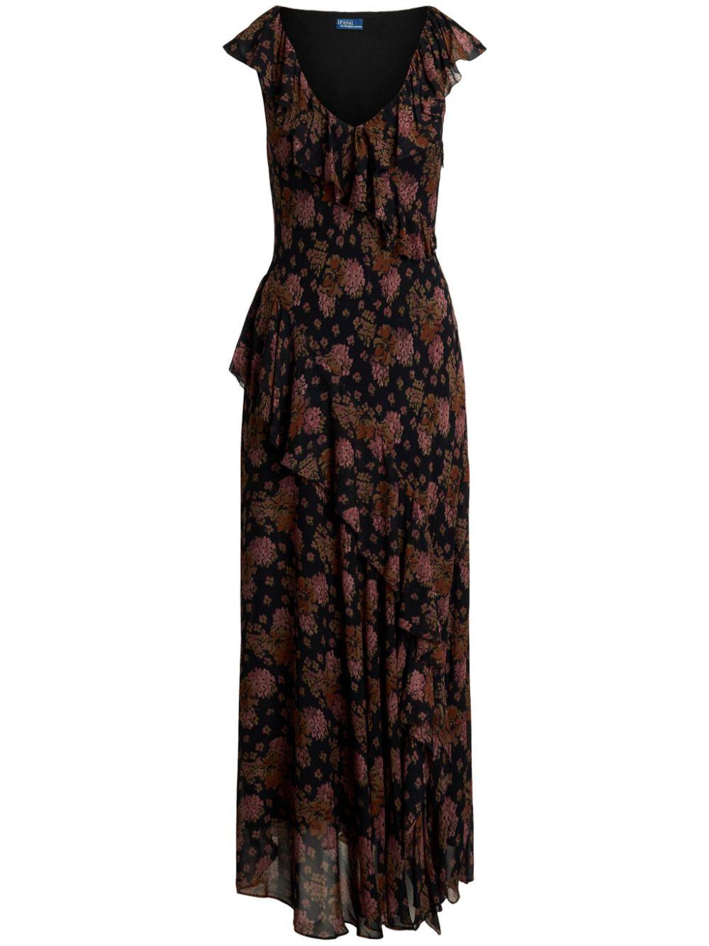 Polo Ralph Lauren レディース ブラック フローラル ドレス ワンピース 