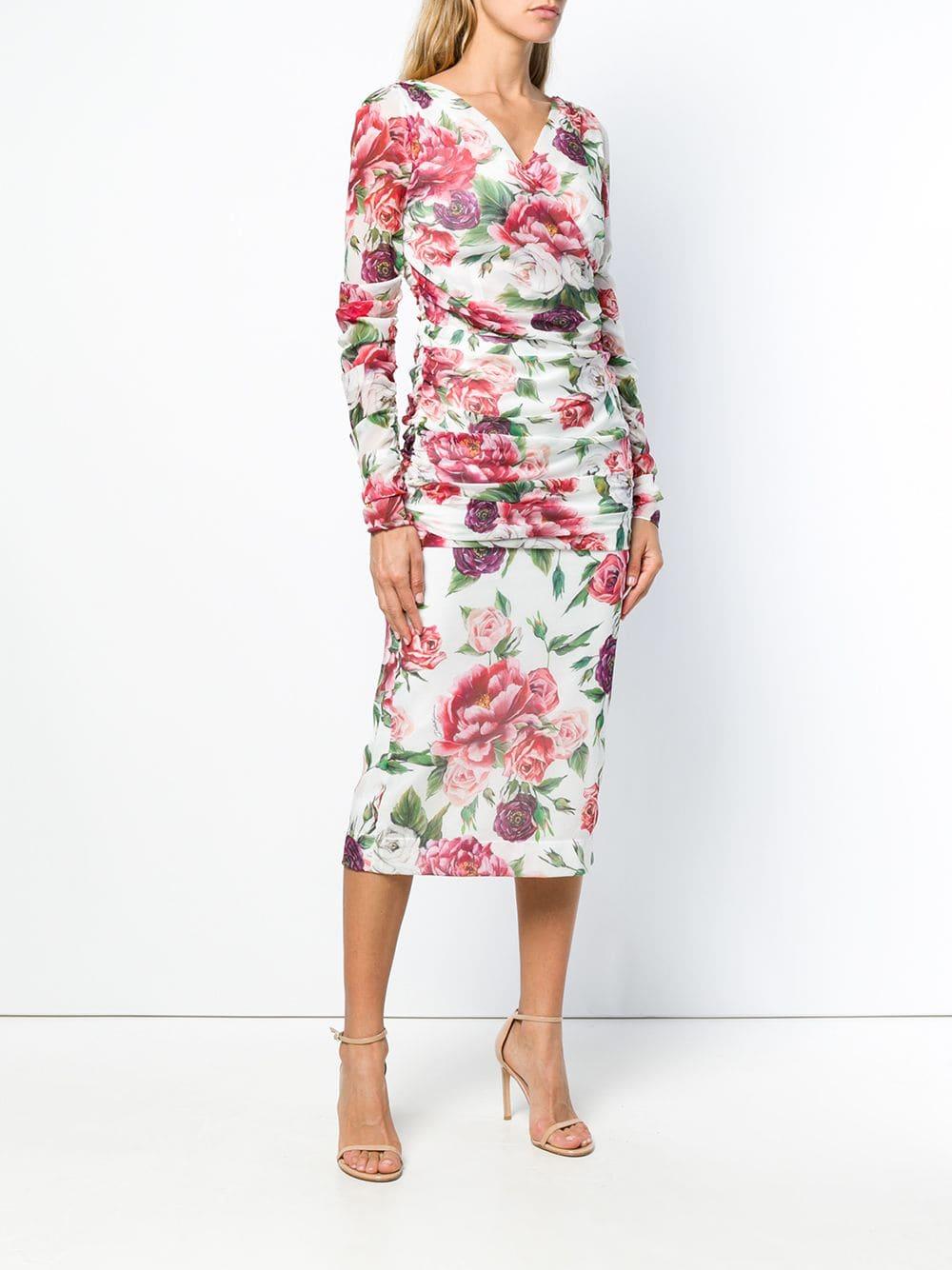 floral fitted midi dress