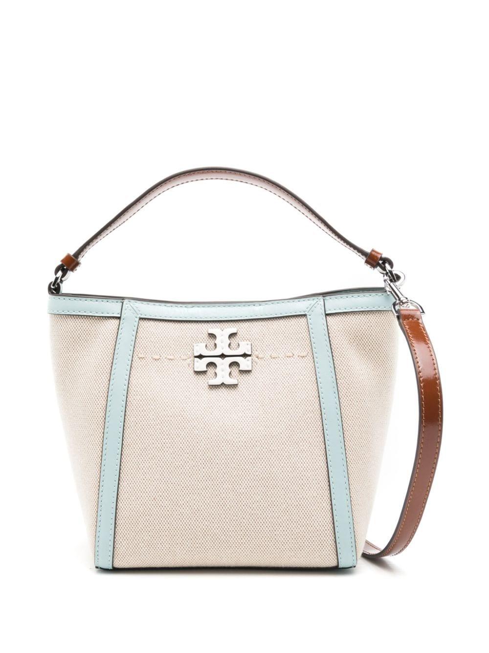 Tory Burch Small Mcgraw Canvas Bucket Bag in White