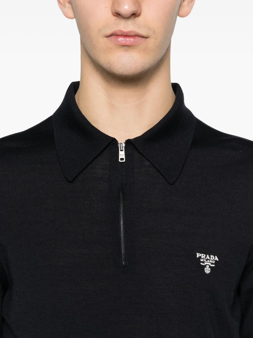 Prada Zip-Fastening Polo Shirt in Black for Men | Lyst UK