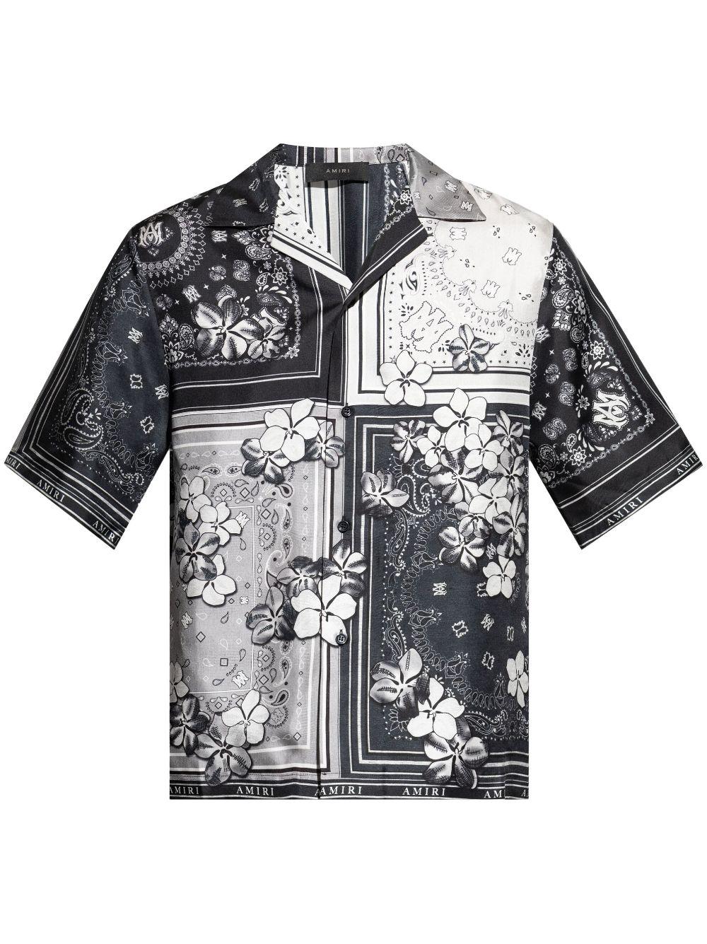 Amiri メンズ ブラック フローラル シルクシャツ シャツ