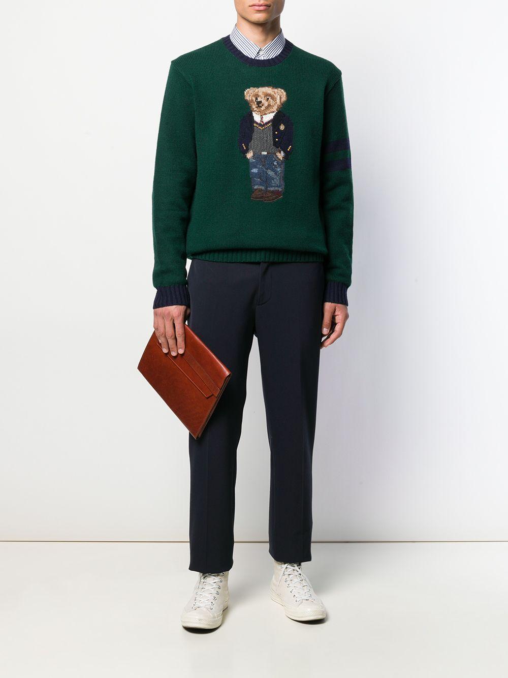 Polo Ralph Lauren Knitted Teddy Jumper in Green for Men | Lyst