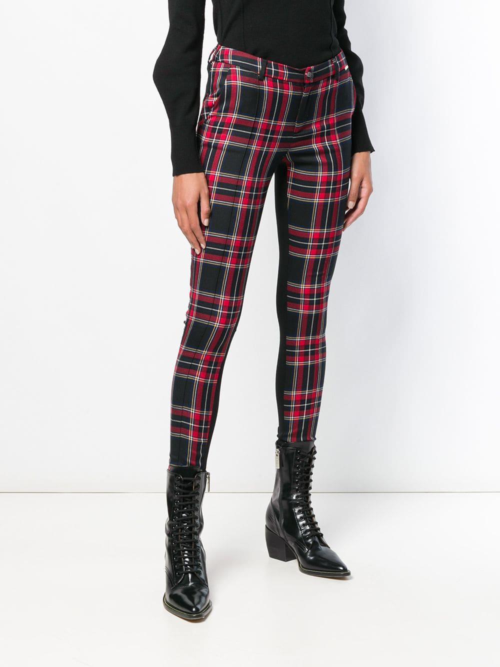 plaid skinny trousers