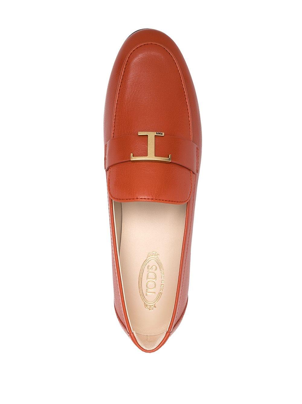 Tod's Logo Plaque Leather Loafers in Brown - Lyst