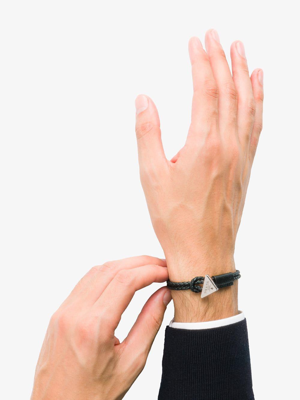 prada braided leather bracelet