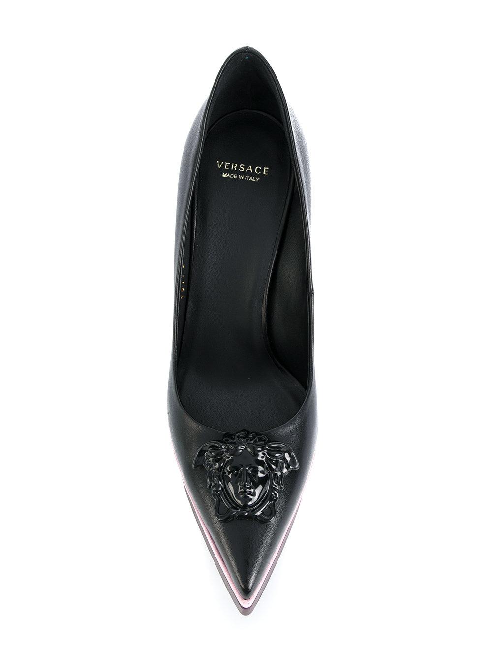 Versace Leather Medusa Platform Pumps in Black - Lyst