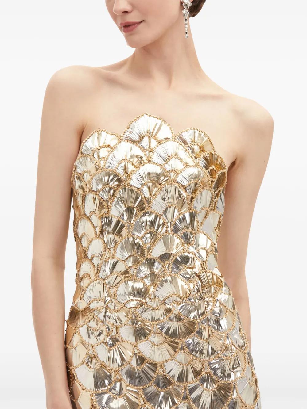 Oscar de la Renta Sequin-Scallop Embroidered Gown in Metallic | Lyst