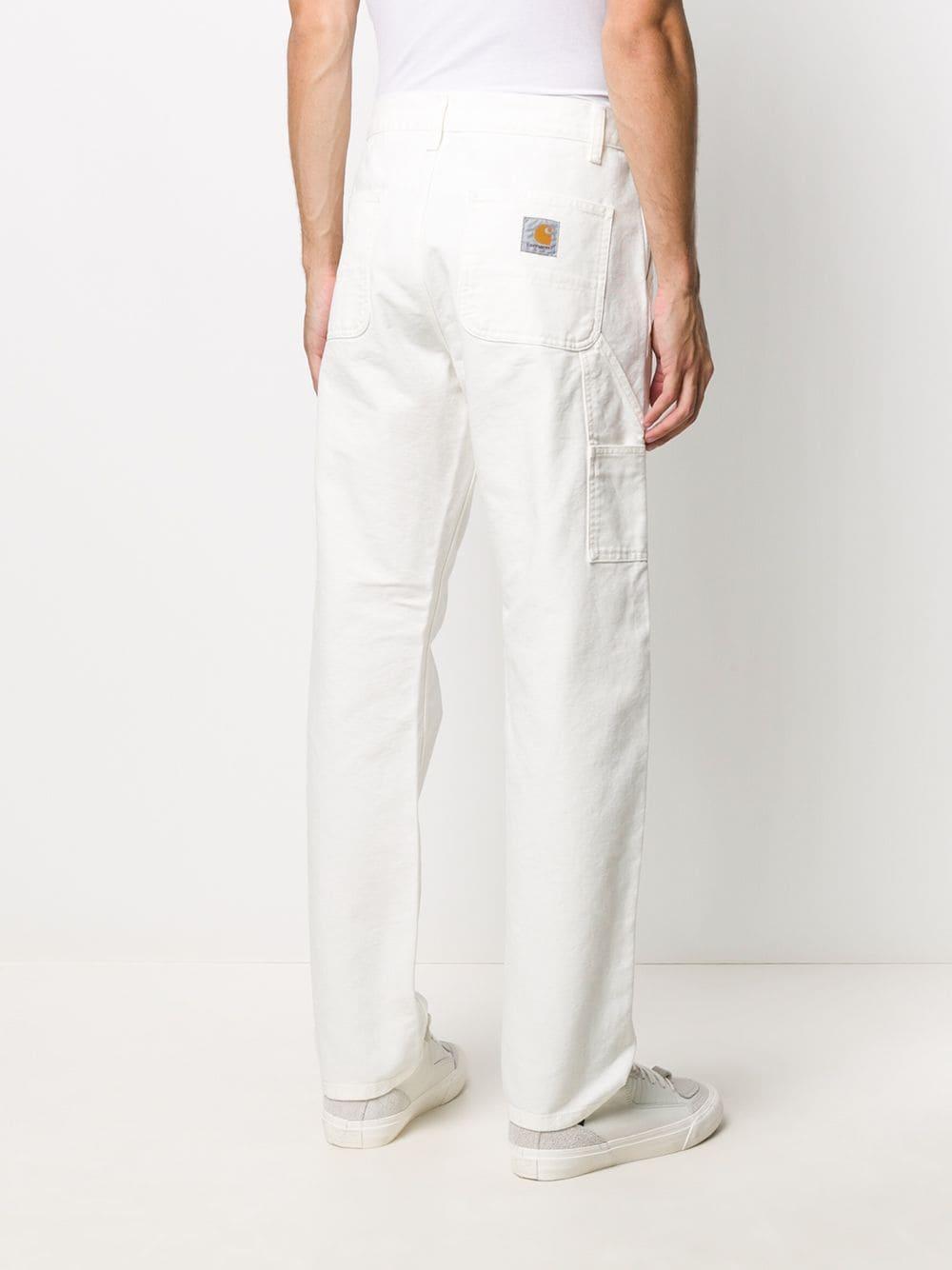 Carhartt WIP Cotton Mid-rise Straight Trousers in White for Men | Lyst