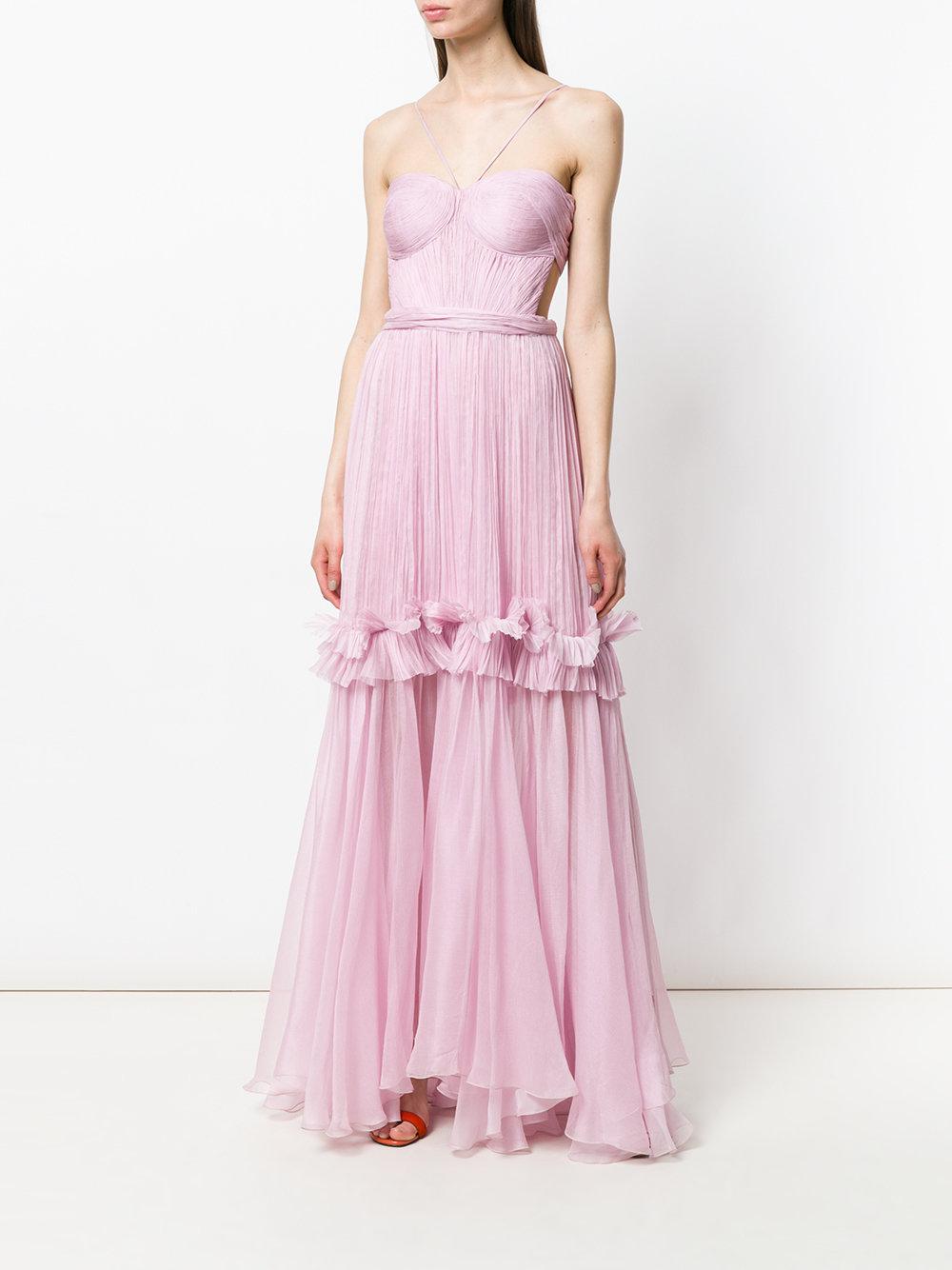 Maria Lucia Hohan Ruffle Trim Pleated Thora Gown in Pink | Lyst