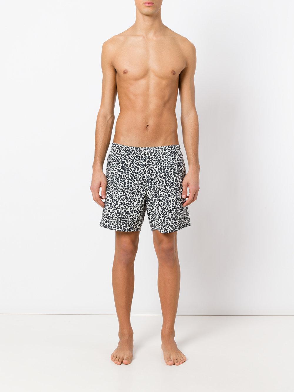 Alexander McQueen Leopard Print Swim Shorts in Black for Men - Lyst