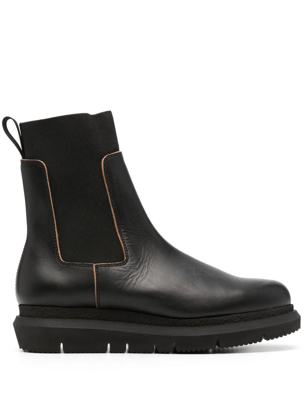 Sacai Roundtoe Leather Boots in Black for Men Lyst