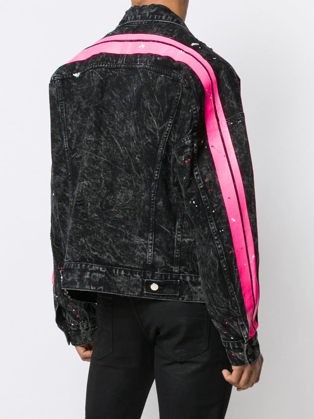 black jacket with pink stripes
