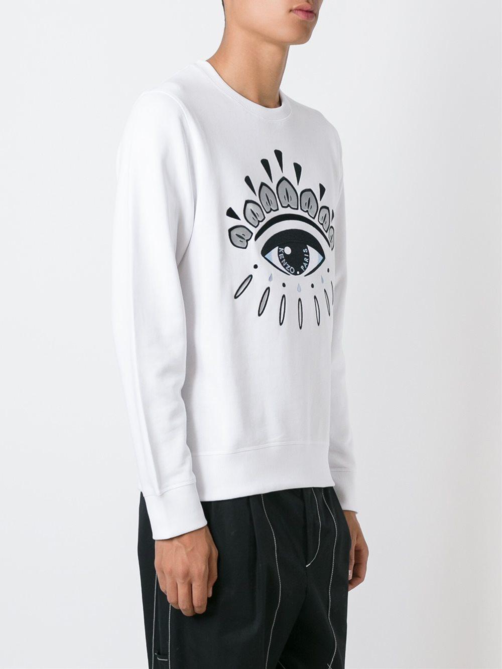 KENZO Cotton 'eye' Sweatshirt in White 