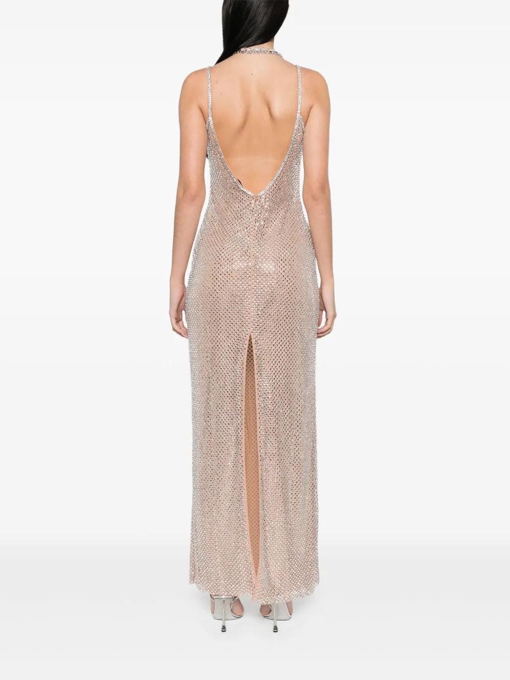 chinese dress ladies Cream Square Rhinestone Fishnet Maxi Dress  Club21.com