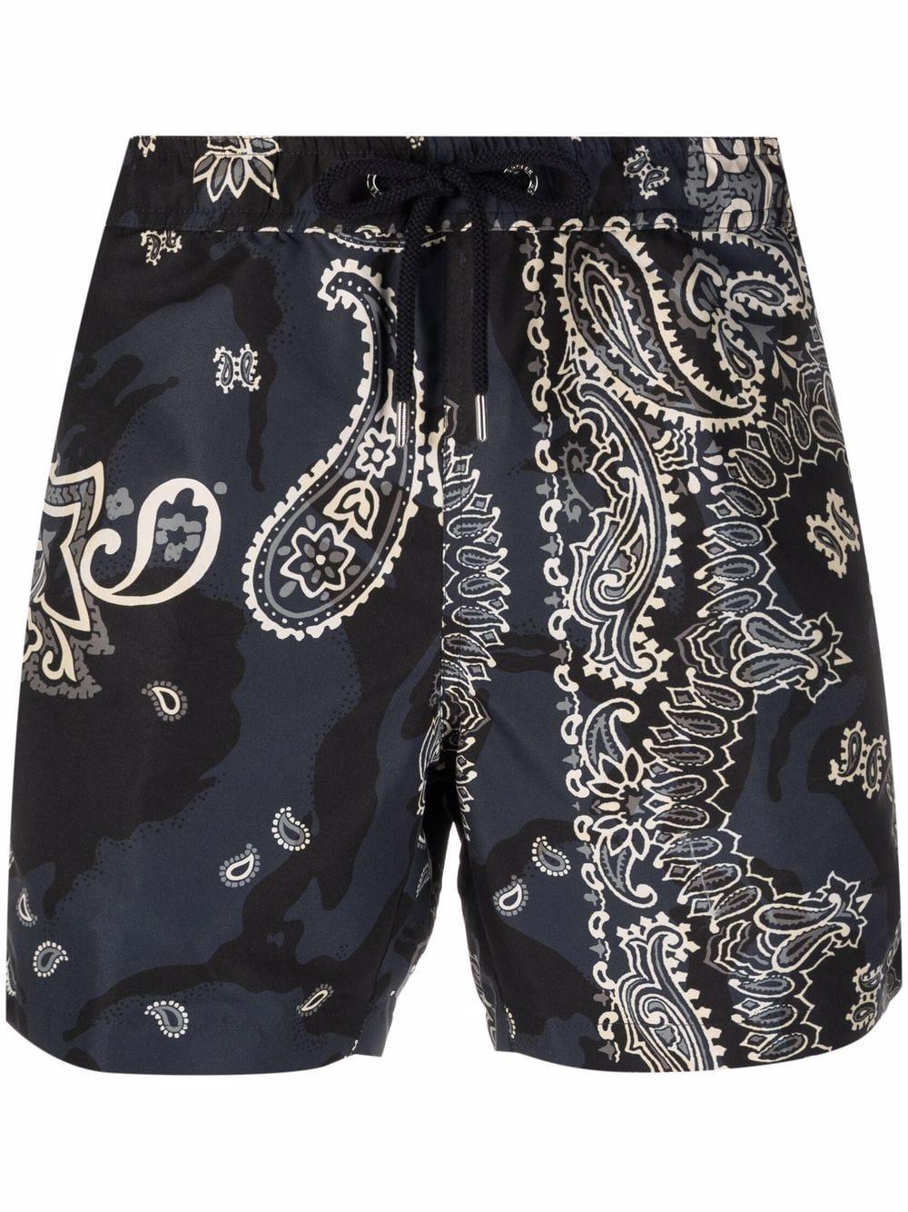 Moncler Bandana-print Swim Shorts in Blue for Men | Lyst