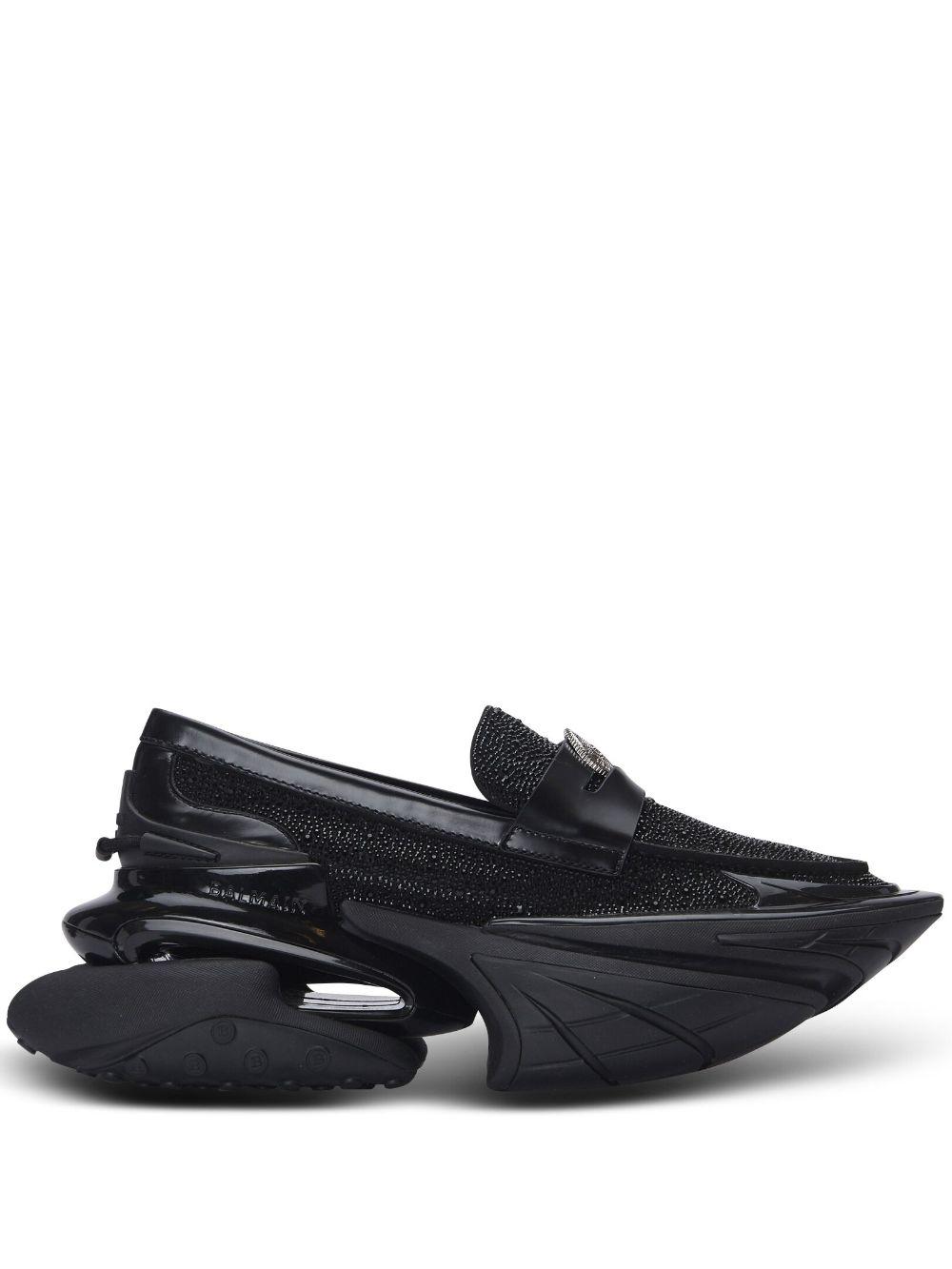 Balmain メンズ ブラック Unicorn ローファー スリッポンシューズ 