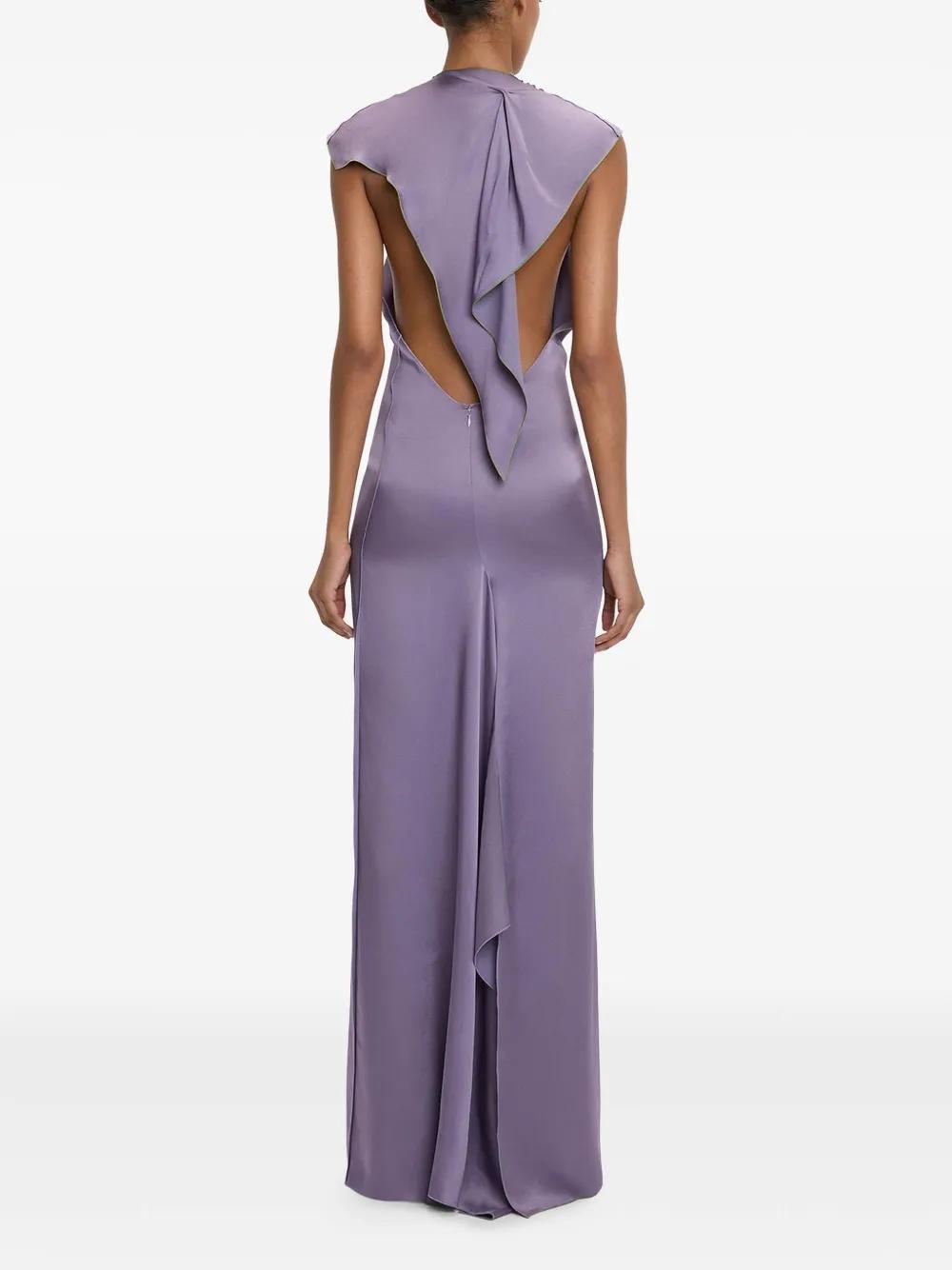 Victoria Beckham V-Neck Draped Dress in Purple | Lyst Victoria Beckham V-Neck Draped Dress in Purple | Lyst