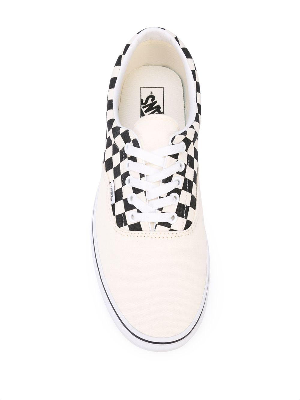 white checkered lace up vans
