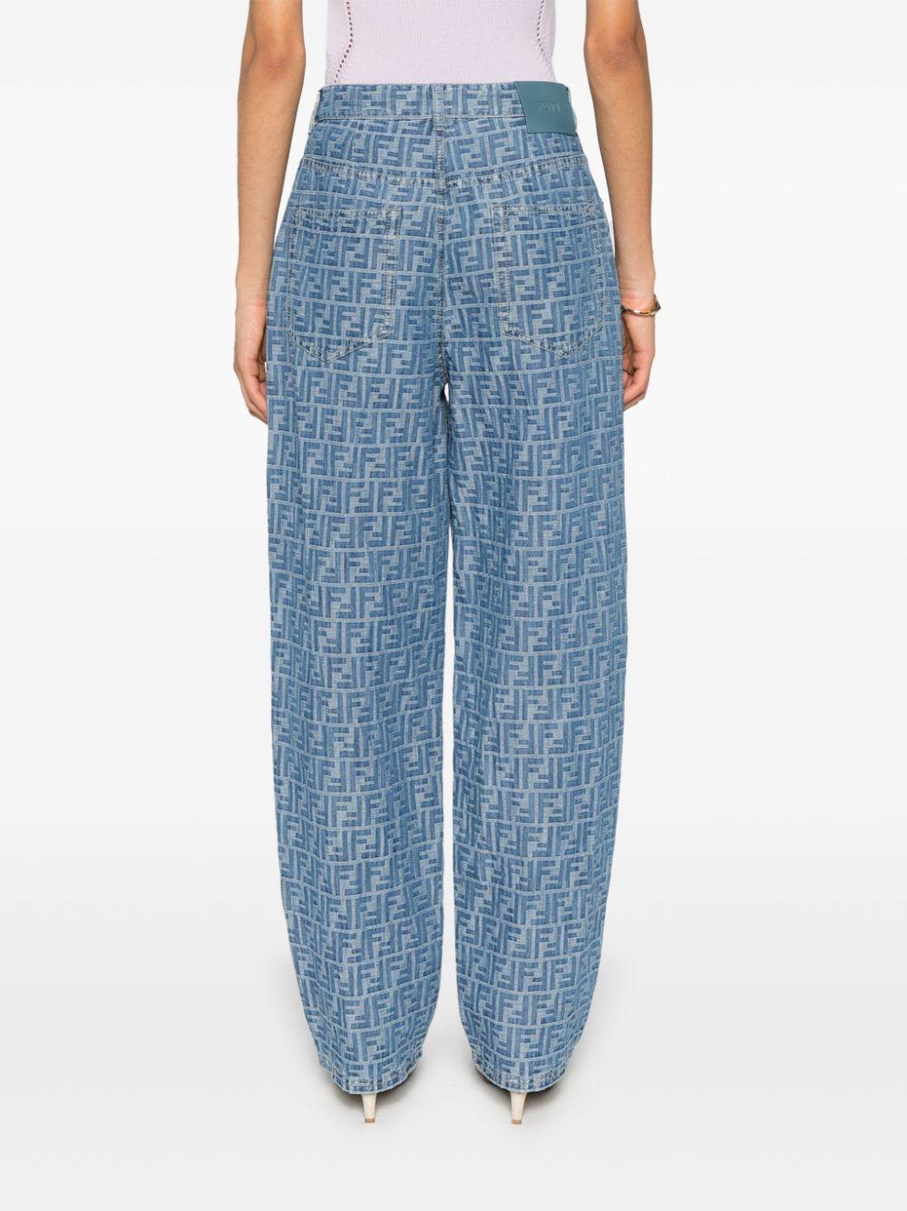 パンツ FENDI FF CHAMBRAY PANTS Fendi Ff-motif Chambray Trousers in Blue | Lyst