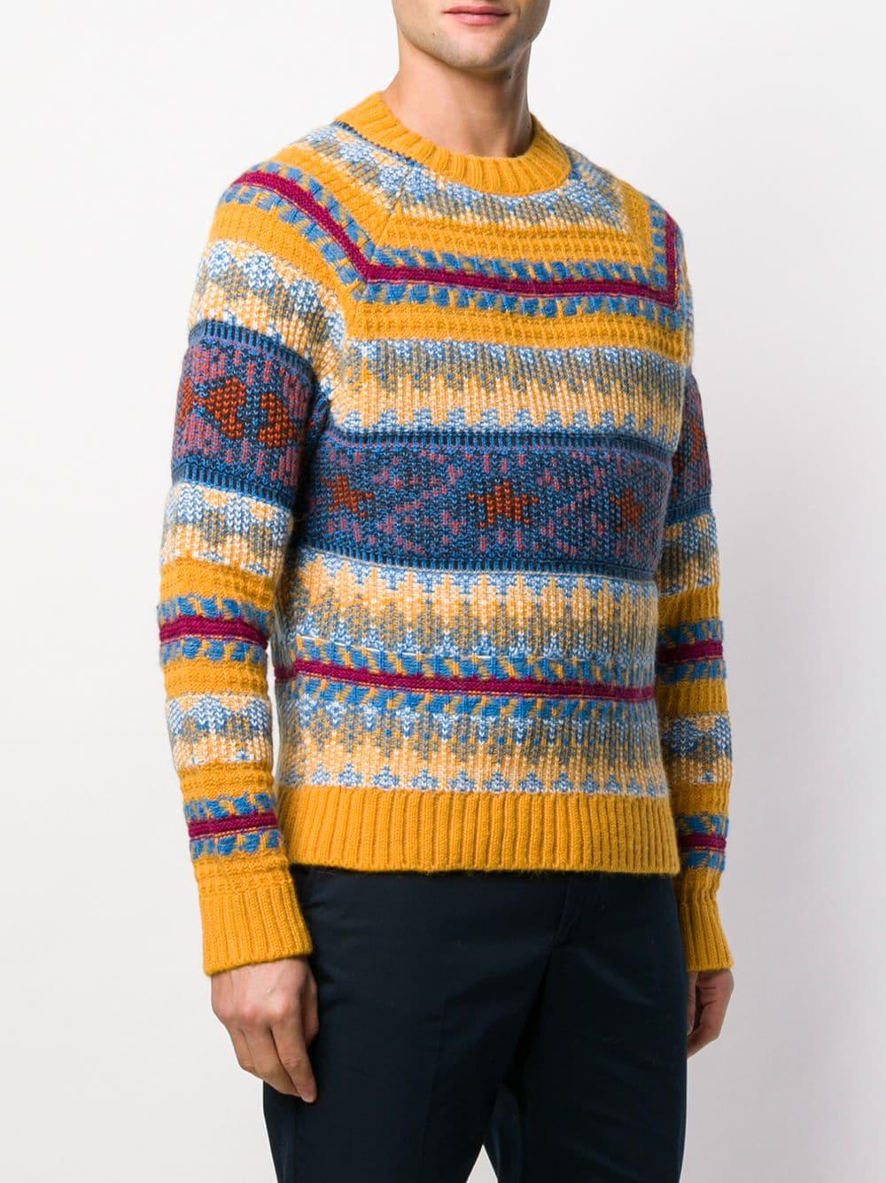 Acne Studios Wool Striped Jacquard Sweater in Yellow for Men - Lyst