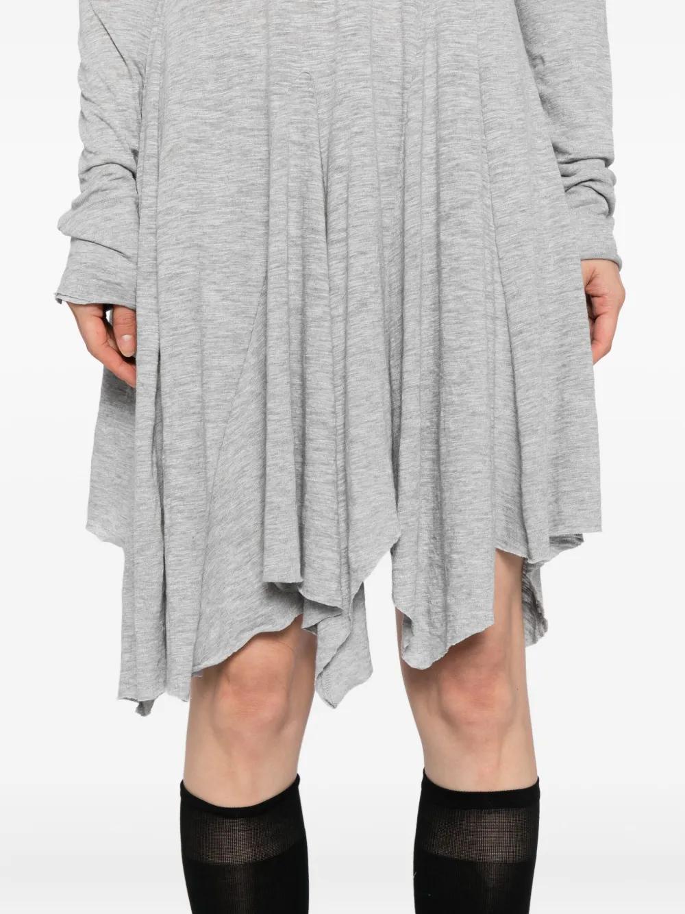 RICK OWENS HOODED TUNIC MINI DRESS OPEN YY Logo Hooded Mini