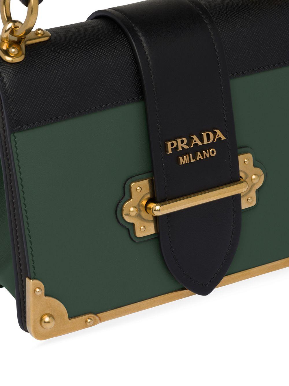 Prada Leather Cahier Shoulder Bag in Green | Lyst