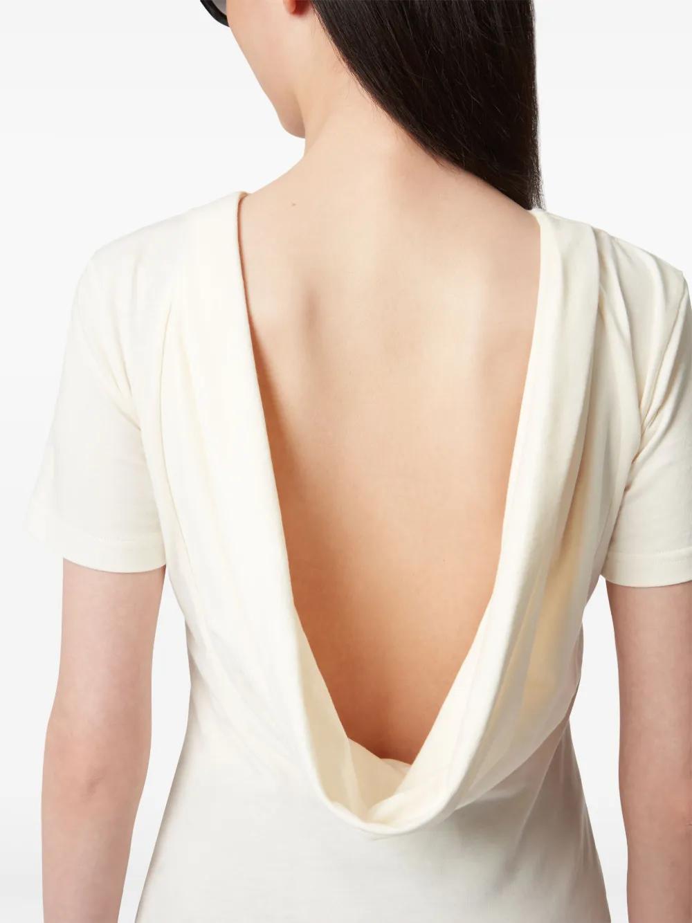 Nina Ricci Plunging Draped Back T-Shirt in White | Lyst UK