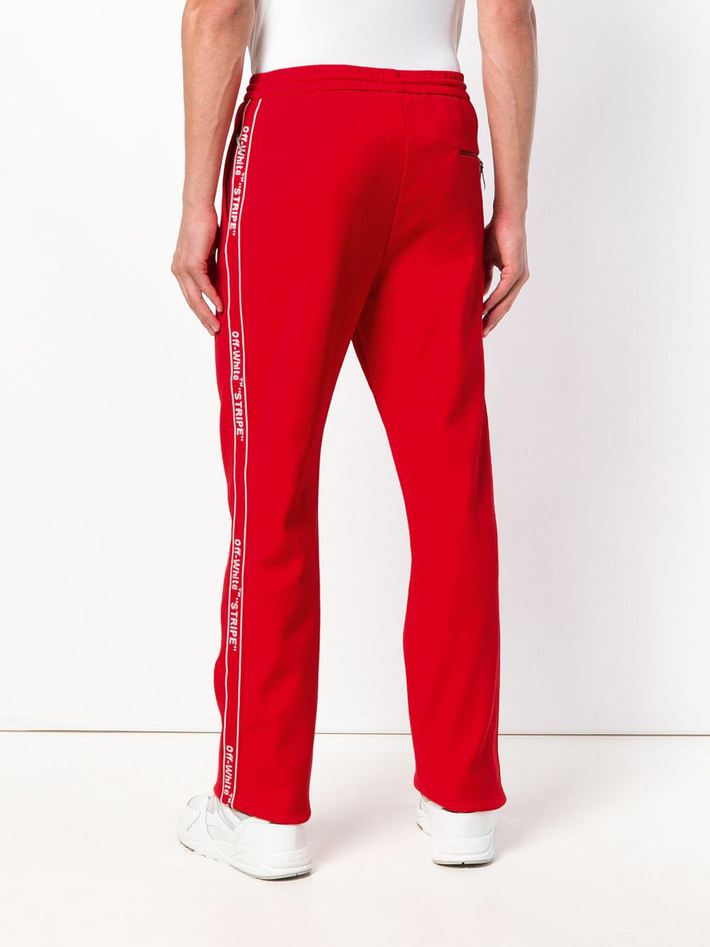 Off-White c/o Virgil Abloh Cotton Side Stripe Track Pants in Red 