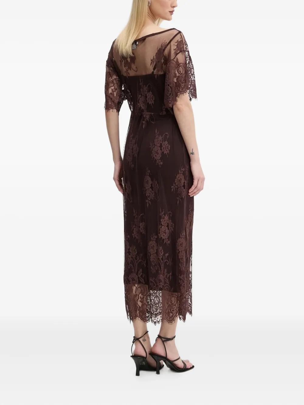 chinese dress ladies Daphne Brown Floral Ruffle Maxi Dress